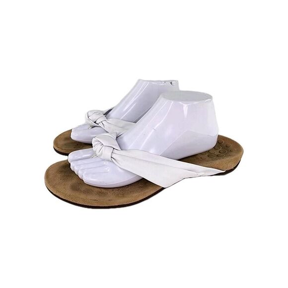 Vionic Pippa Casual Slip On Thong Sandals US 11 White Bow Flip-Flop Shoes Slide - Picture 1 of 12